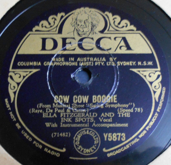Ella Fitzgerald And The Ink Spots : Cow Cow Boogie / A Lovely Way To Spend An Evening (Shellac, 10")