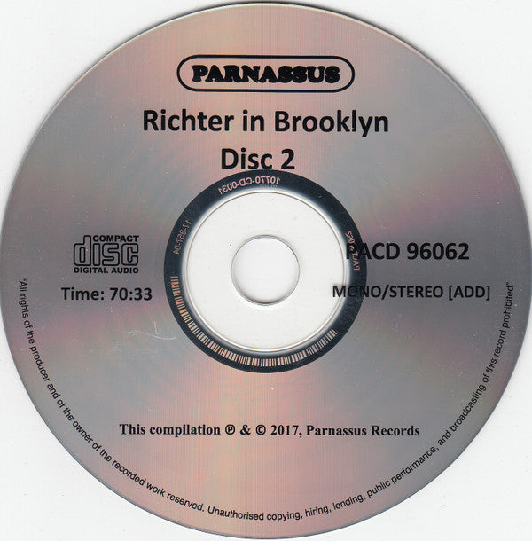 Sviatoslav Richter : Richter In Brooklyn (2xCD, Mono)
