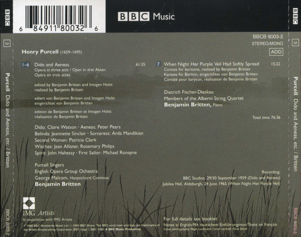 Purcell* - Britten*, Claire Watson, Peter Pears : Dido & Aeneas (CD, Album, RM)
