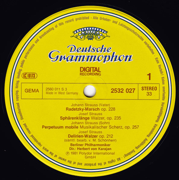 Johann Strauss Sr., Johann Strauss Jr. & Josef Strauss*, Berliner Philharmoniker ∙ Herbert von Karajan : Radetzky-Marsch (LP, Album, RE)