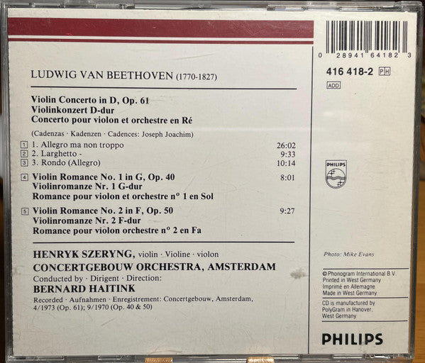 Beethoven*, Henryk Szeryng, Concertgebouw Orchestra, Amsterdam*, Bernard Haitink : Violin Concerto / Violin Romances Nos.1 & 2 (CD, Comp)