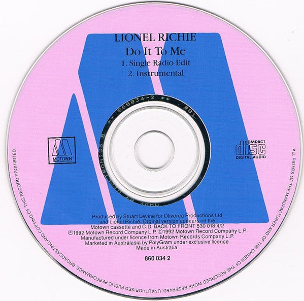 Lionel Richie : Do It To Me (CD, Single)