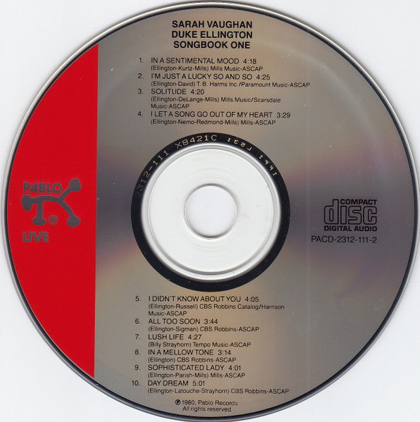 Sarah Vaughan : Duke Ellington Song Book One (CD, Album, RE, RM)