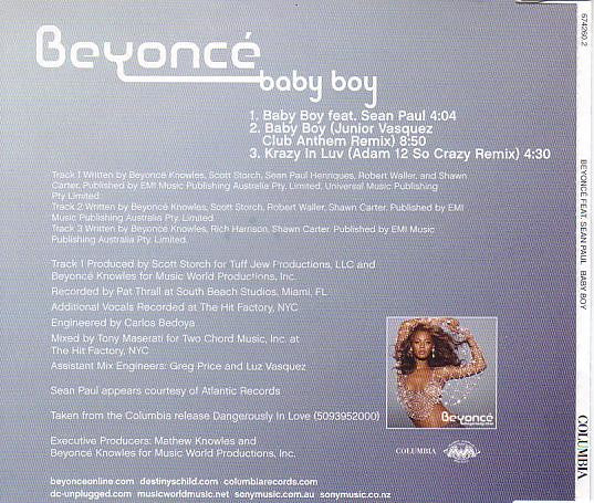 Beyoncé Feat. Sean Paul : Baby Boy (CD, Single)