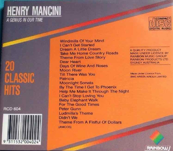 Henry Mancini : A Genius In Our Time    20 Classic Hits (CD, Comp)