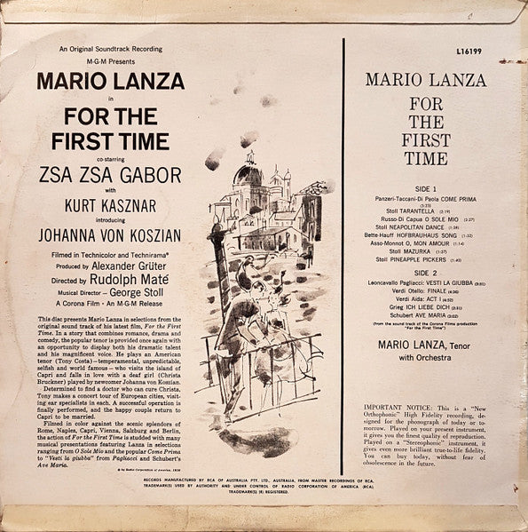 Mario Lanza : For The First Time (LP, Mono)