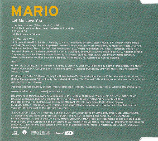 Mario : Let Me Love You (CD, Single, Enh)