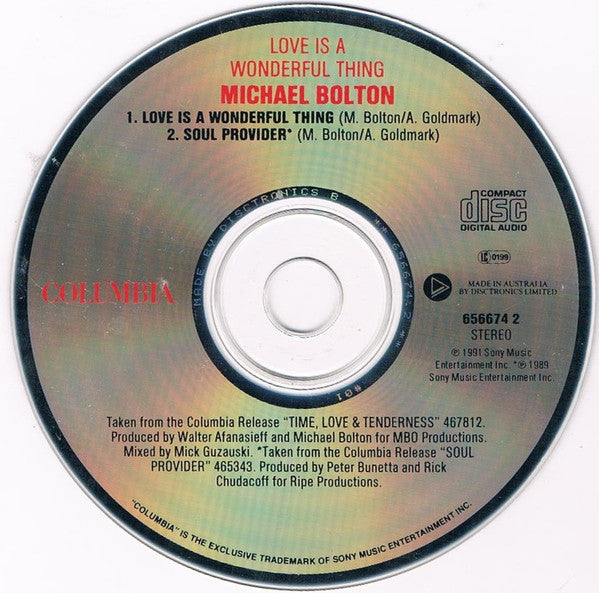 Michael Bolton : Love Is A Wonderful Thing (CD, Single, Car)