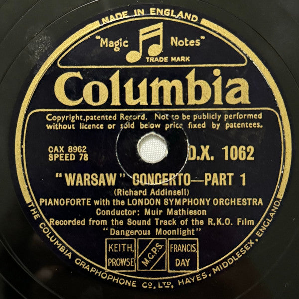 London Symphony Orchestra : "Warsaw" Concerto (Shellac, 12", RP, DT)