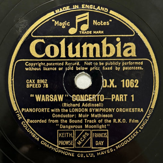 London Symphony Orchestra : "Warsaw" Concerto (Shellac, 12", RP, DT)