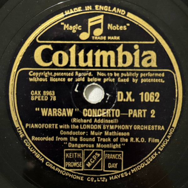London Symphony Orchestra : "Warsaw" Concerto (Shellac, 12", RP, DT)