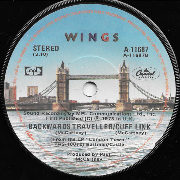 Wings (2) : With A Little Luck (7", Single, Lab)