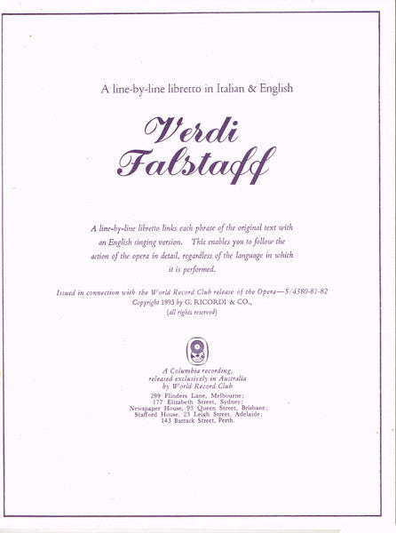 Verdi* - Tito Gobbi, Luigi Alva, Elisabeth Schwarzkopf, Anno Moffo*, Rolando Panerai, Tomaso Spataro, Renato Ercolani, Nicola Zaccaria, Nan Merriman, Fedora Barbieri, The Philharmonic Orchestra* And Chorus* Conducted By Herbert von Karajan : Falstaff (3xLP, Album, Club, RE + Box)