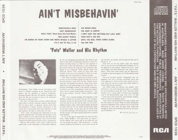 "Fats" Waller & His Rhythm* : Ain't Misbehavin' (CD)