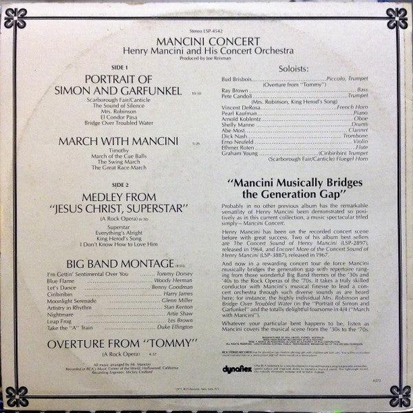 Henry Mancini And His Orchestra : Mancini Concert (LP, Album)
