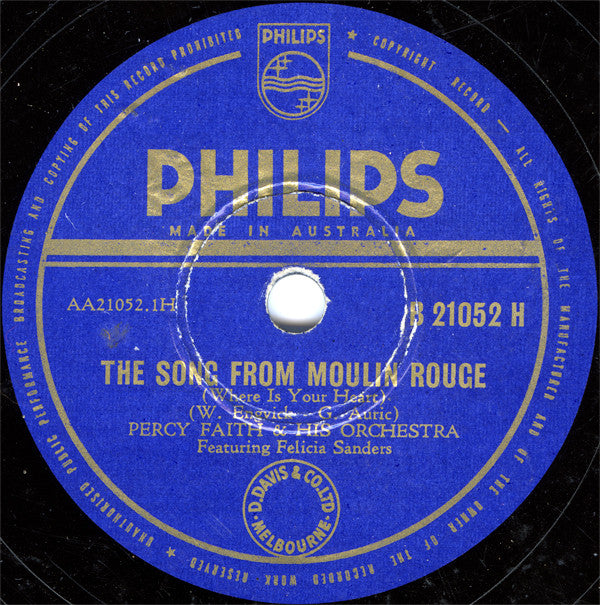 Percy Faith & His Orchestra : Song From Moulin Rouge / Swedish Rhapsody (Shellac, 10")