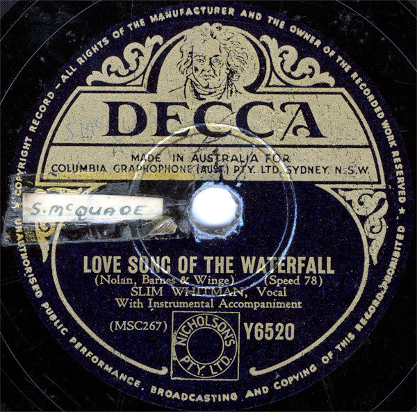 Slim Whitman : How Can I Tell / Love Song Of The Waterfall (Shellac, 10")