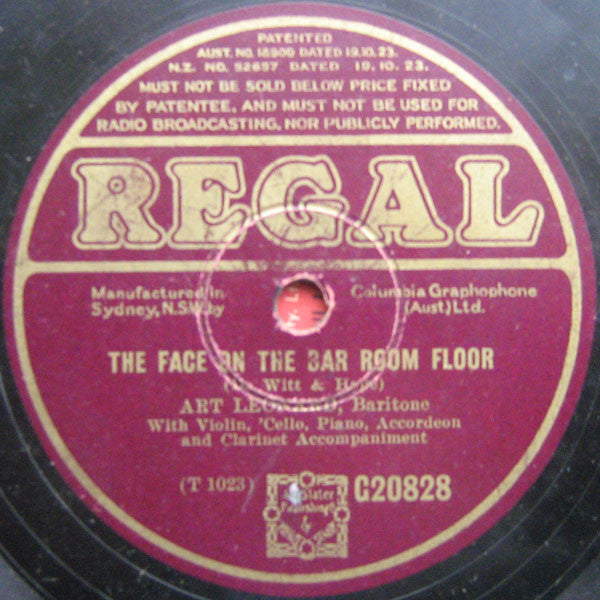Art Leonard : They Cut Down The Old Pine Tree / The Face On The Bar Room Floor (Shellac, 10")