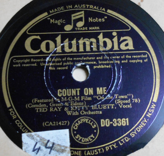 Ted Ray & Kitty Bluett : Count On Me / Dearie (Shellac, 10")