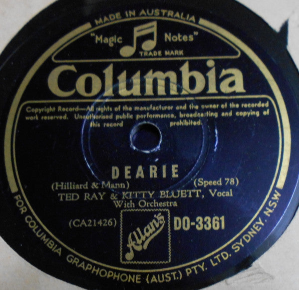 Ted Ray & Kitty Bluett : Count On Me / Dearie (Shellac, 10")