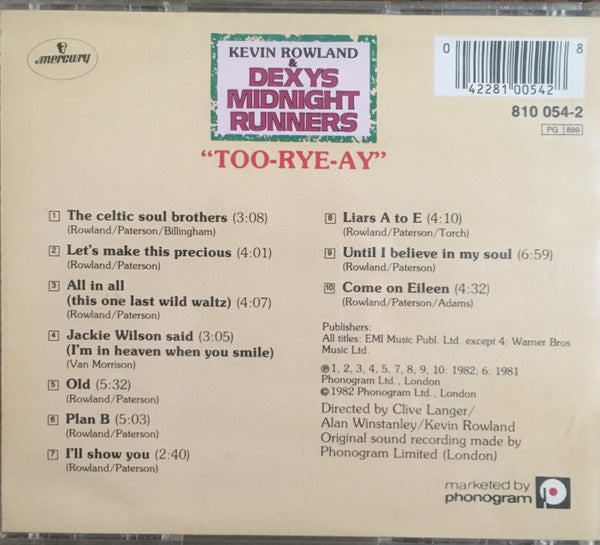 Kevin Rowland & Dexys Midnight Runners : Too-Rye-Ay (CD, Album, RE, RM)