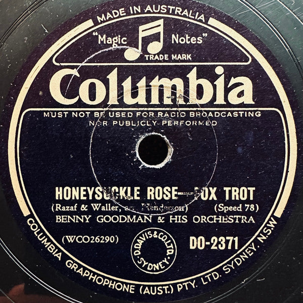 Benny Goodman & His Orchestra* : Honeysuckle Rose / Spring Song (Shellac, 10")