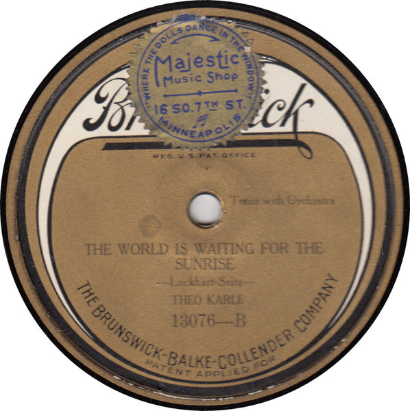 Theo Karle : I'll Forget You / The World Is Waiting For the Sunrise (Shellac, 10")