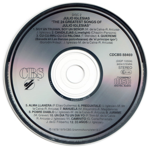 Julio Iglesias : The 24 Greatest Songs (2xCD, Comp, RE)