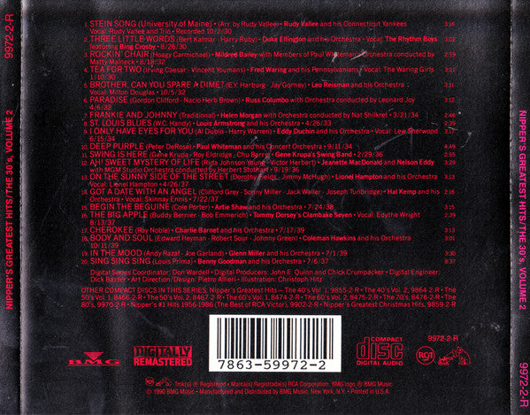 Various : Nipper's Greatest Hits - The 30's Volume 2 (CD, Comp, Mono, RM)