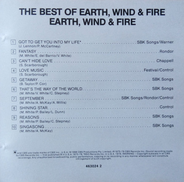 Earth, Wind & Fire : The Best Of Earth Wind & Fire Vol. I (CD, Comp)
