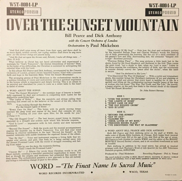 Bill Pearce & Dick Anthony :  Over The Sunset Mountain  (LP, Album)