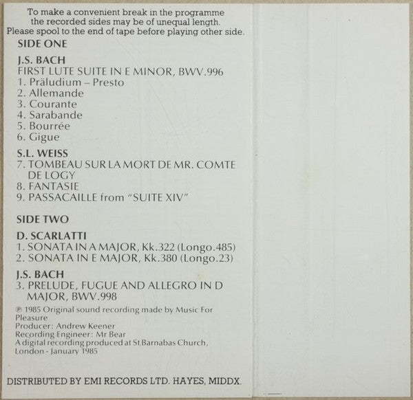 Johann Sebastian Bach, Domenico Scarlatti, Sylvius Leopold Weiss, Julian Byzantine : Baroque Guitar Music (Cass, Album, Cle)