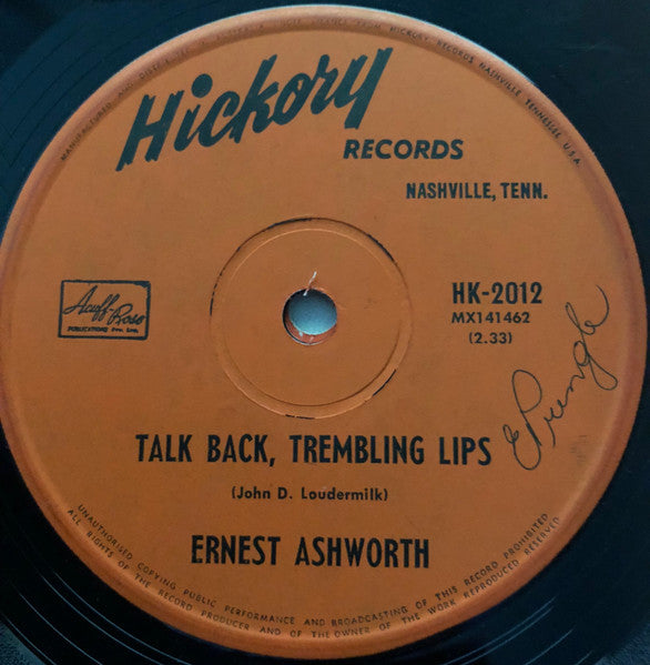 Ernie Ashworth : Talk Back Trembling Lips (7", Single)