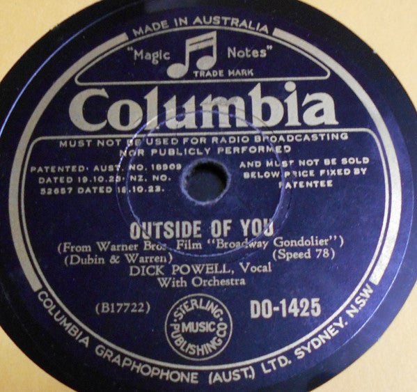 Dick Powell (2) : Outside Of You / Lonely Gondolier (Shellac, 10")