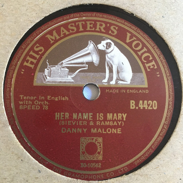 Danny Malone (6) : When Irish Eyes Are Smiling / Her Name Is Mary (Shellac, 10")