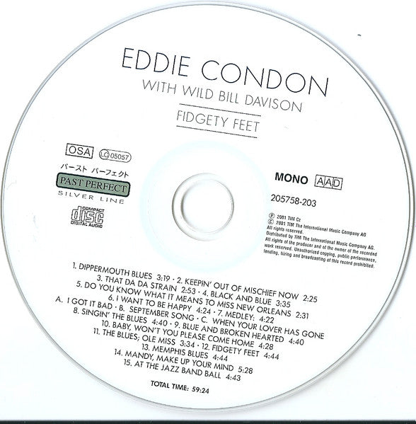 Eddie Condon With Wild Bill Davison : Fidgety Feet (CD, Album, Mono)