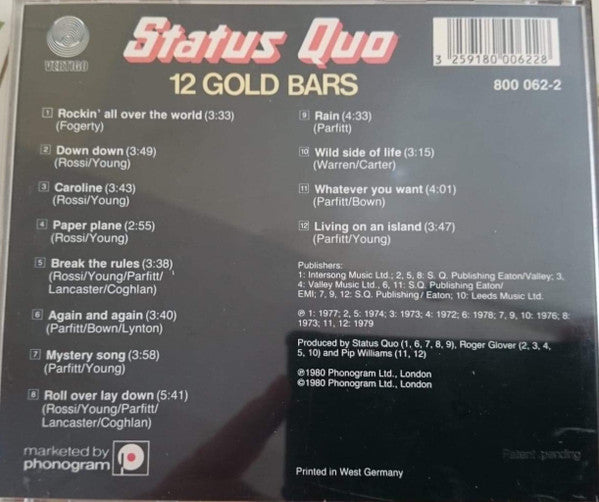 Status Quo : 12 Gold Bars (CD, Comp, RE, Blu)
