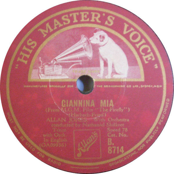 Allan Jones (5) : The Donkey Serenade / Gianina Mia (Shellac, 10")