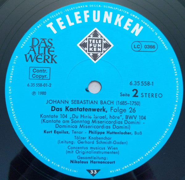Johann Sebastian Bach : Das Kantatenwerk (Complete Cantatas) | BWV 103-106 | Vol. 26 (2xLP + Box)