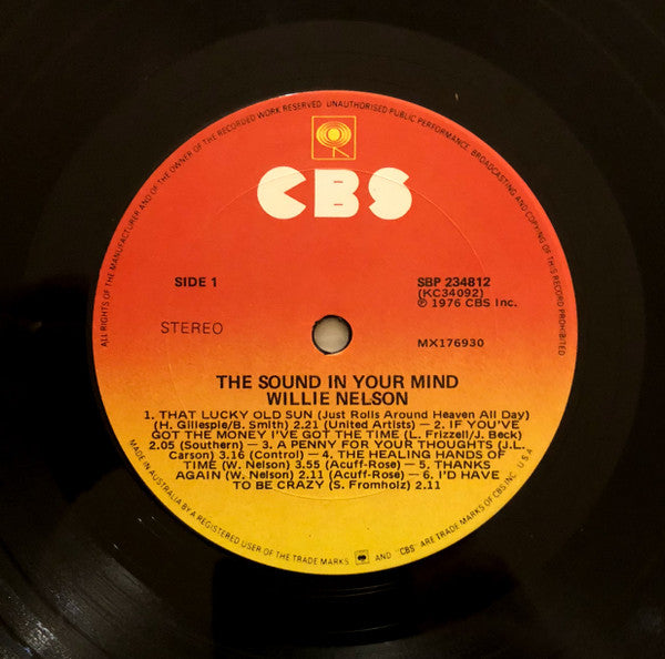 Willie Nelson : The Sound In Your Mind (LP, Album)