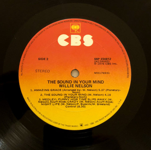 Willie Nelson : The Sound In Your Mind (LP, Album)