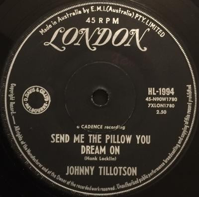 Johnny Tillotson : Send Me The Pillow You Dream On / What'll I Do (7", Single, Mono)