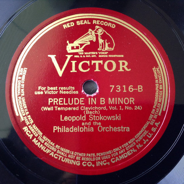 Leopold Stokowski And The Philadelphia Orchestra : Messiah – Pastoral Symphony / Prelude In B Minor (Shellac, 12", RP, Ind)