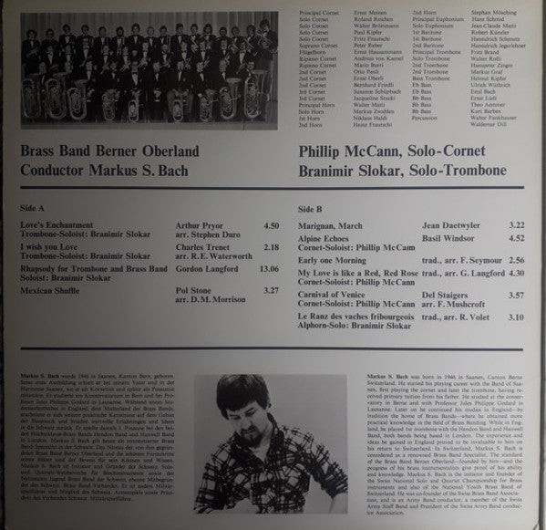 Brass Band Berner Oberland Conductor Markus S. Bach Guest Soloists Phillip McCann, Branimir Slokar : Brass Band Berner Oberland (LP)
