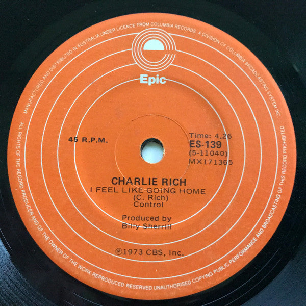 Charlie Rich : The Most Beautiful Girl  (7", Single)