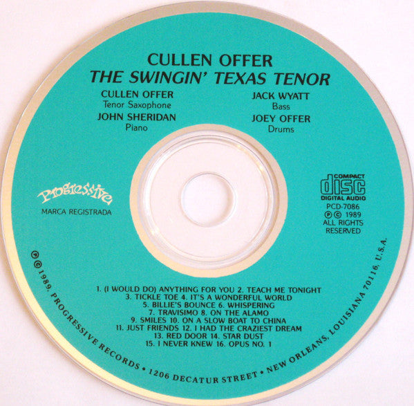 Cullen Offer : The Swingin' Texas Tenor (CD, Album)