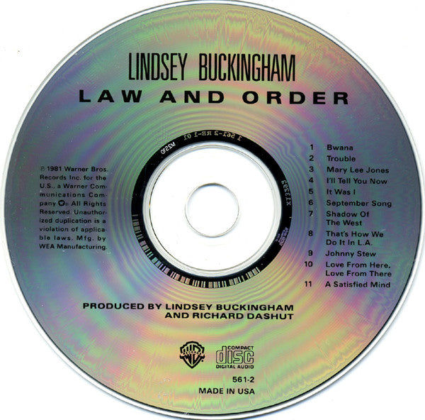 Lindsey Buckingham : Law And Order (CD, Album, RE, WEA)