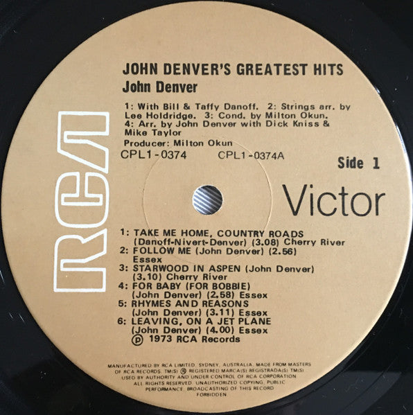 John Denver : John Denver's Greatest Hits (LP, Comp)