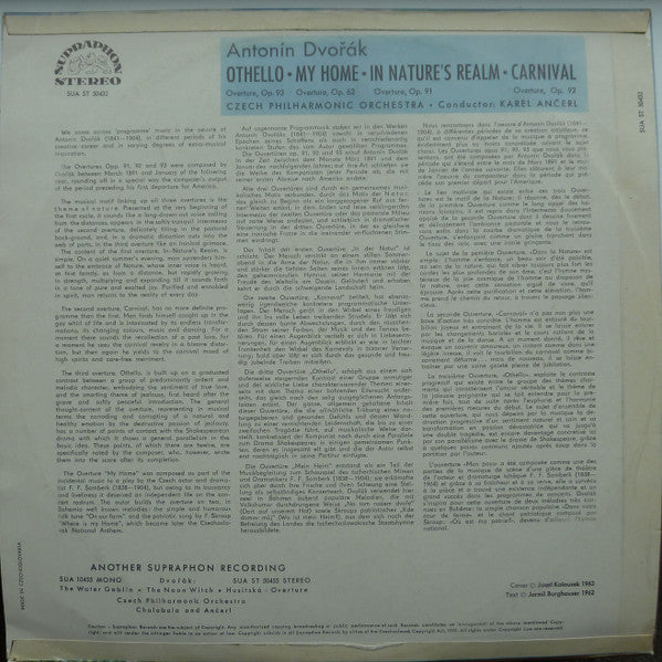 Antonín Dvořák, The Czech Philharmonic Orchestra, Karel Ančerl : Overtures (LP)