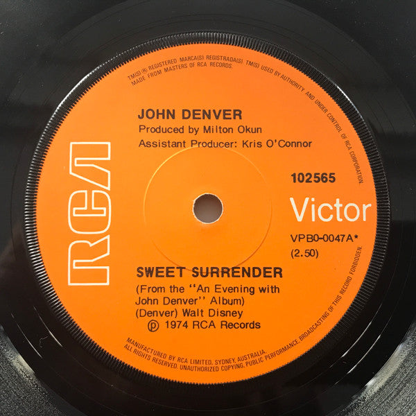 John Denver : Sweet Surrender (7", Single)